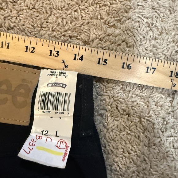 Lee Riders Jeans Womens 12 Long Double Black Relaxed Fit Tapered Denim 305-1808 - Picture 9 of 10